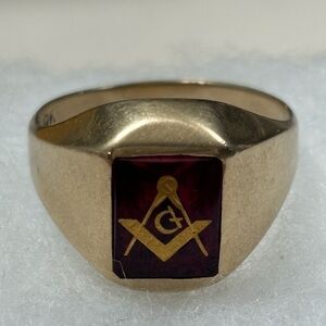 Vintage 10k Yellow Gold Men's Freemason Masonic Ring